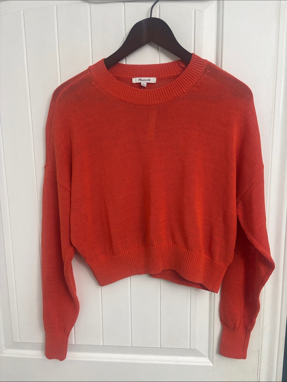 Madewell Orange Cropped Crewneck Sweater BNWT